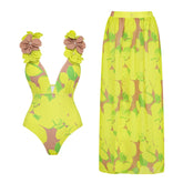 2025 trend Woman Deep V Lemon Printed Swimsuit set  two-piece Swimwear Women luxury Beachwear Bathing Suit beach dress wholesale